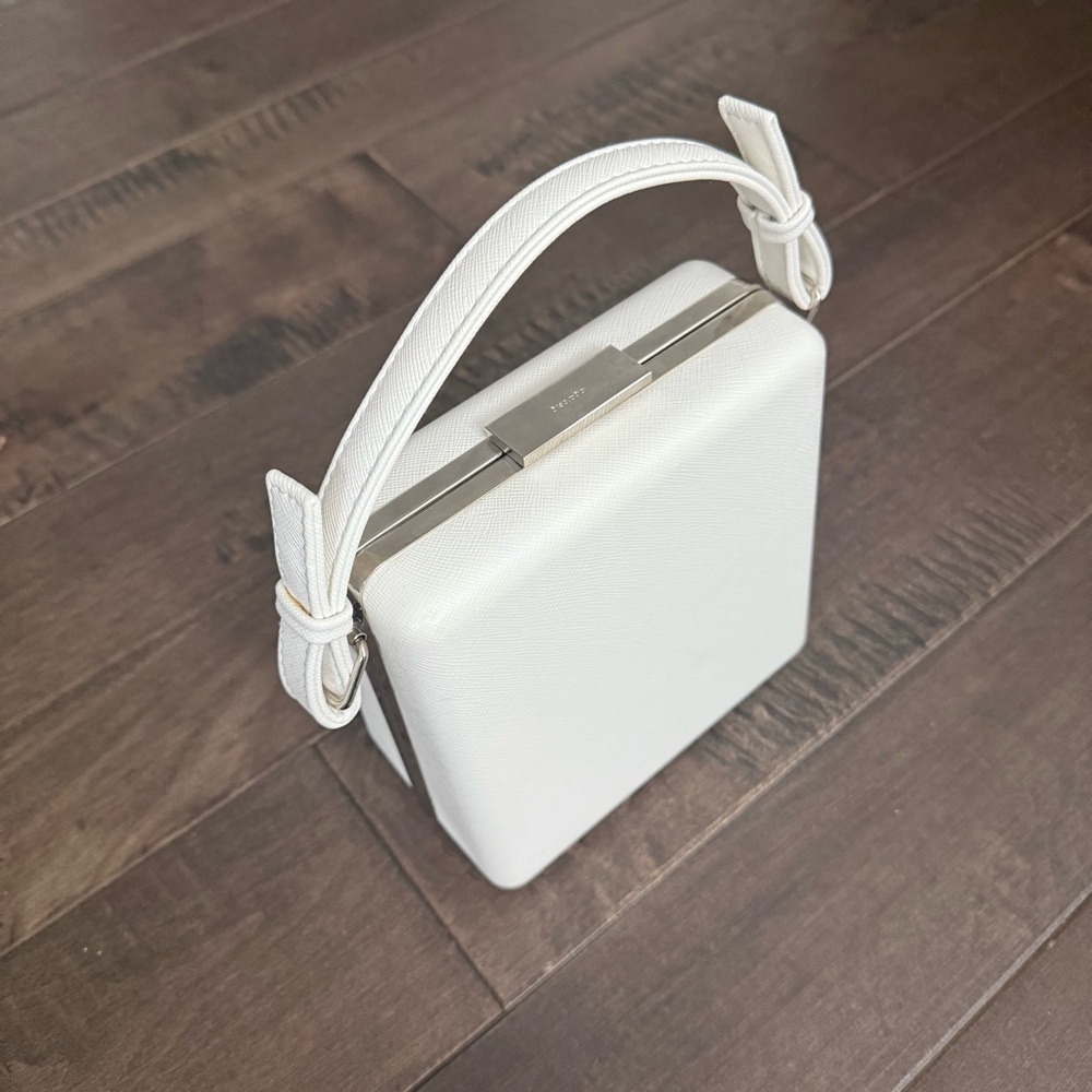 Olga Berg Square Clutch Handbag Purse Womens White